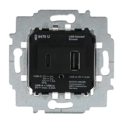BUSCH-JAEGER Netzteil-Einsatz 6475 U | USB Ladegerät Unterputz USB-A & USB-C | 18W Schnellladung | 230V | anthrazit