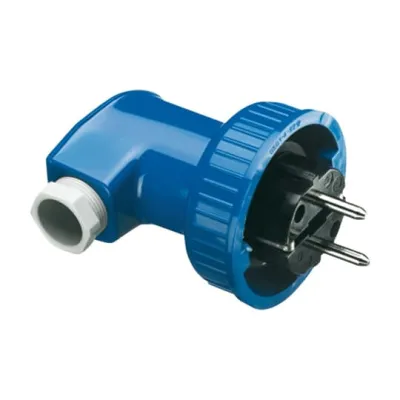 Busch-Jaeger Schutzkontaktstecker 74 WD | SCHUKO Stecker IP66 | abgewinkelt | 16A | Kunststoff Thermoplast | blau