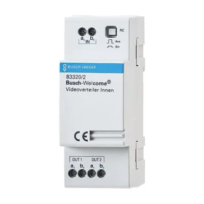 Busch-Jaeger Videoverteiler REG 83320/2 | 1 Eingang 2 Ausgänge | Türkommunikation | IP20 | Reiheneinbau | 90x36x65mm