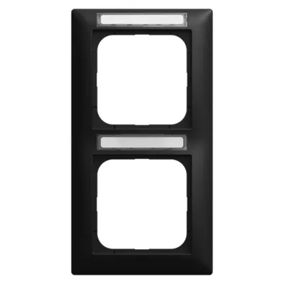 BUSCH-JAEGER Abdeckrahmen 2-fach 1722 NSK-915 | vertikal | Sichtfenster | Beschriftungsfeld | Kunststoff schwarz