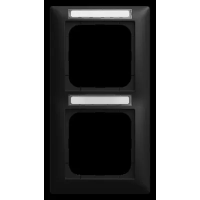 BUSCH-JAEGER Abdeckrahmen 2-fach 1722 NSK-915 | vertikal | Sichtfenster | Beschriftungsfeld | Kunststoff schwarz