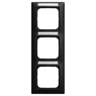 BUSCH-JAEGER Abdeckrahmen 3-fach 1723 NSK-915 | vertikal | Sichtfenster | Beschriftungsfeld | Kunststoff matt | schwarz