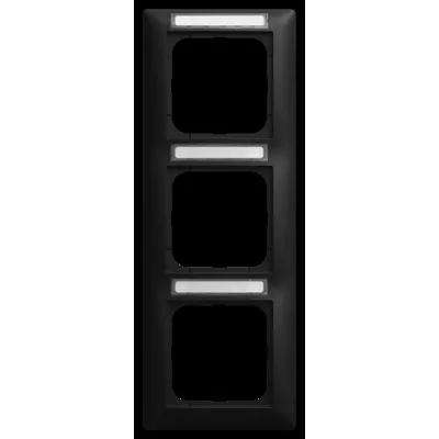 BUSCH-JAEGER Abdeckrahmen 3-fach 1723 NSK-915 | vertikal | Sichtfenster | Beschriftungsfeld | Kunststoff matt | schwarz