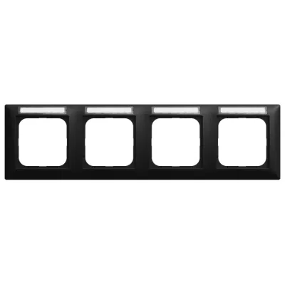 BUSCH-JAEGER Abdeckrahmen 4-fach 1734 NSK-915 | Schalterabdeckung horizontal | Sichtfenster | Kunststoff matt | schwarz
