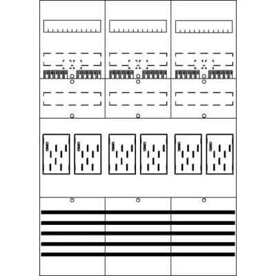 Striebel & John Zählerfeld BF37F6 | eHZ Komplettfeld 6 Zählerplätze | vorverdrahtet | 63A | 1050x750mm | grau RAL 7035