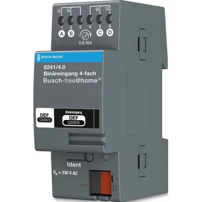 Busch-Jaeger Binäreingang 4-fach REG 6241/4.0 | free@home | 4 Kanäle AC/DC 10–230V | 2TE | IP20 | Hutschiene