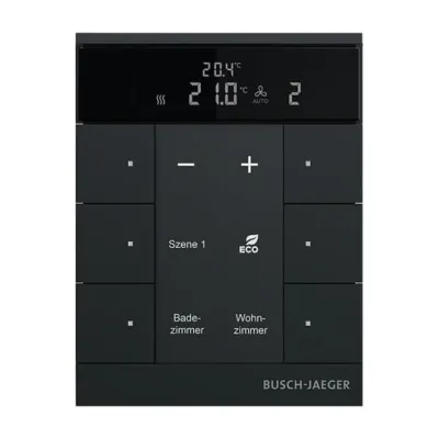 Busch-Jaeger Multifunktionsbedienelement SBS/U6.0.11-885 | KNX Raumtemperaturregler 6-fach | Unterputz | matt schwarz