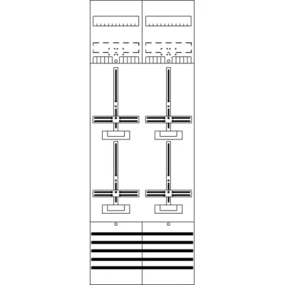 Striebel & John Zählerfeld DF29B4 | 4 Zählerplätze | vorverdrahtet | 2-stöckig | 63A | 5-polig | RAL 7035 | 1350x500mm
