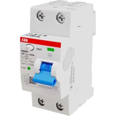 ABB FI-Schutzschalter Typ B F202B-16/0,03 | 2-polig | 16A | 30mA | allstromsensitiv | DIN-Schiene | 230V | 2TE
