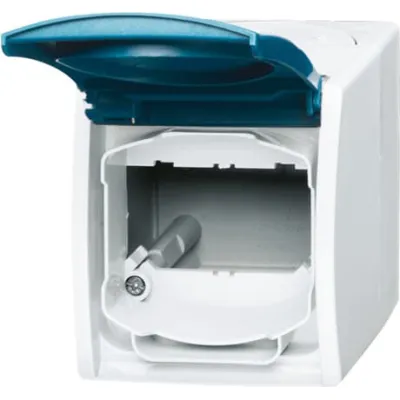 Busch-Jaeger Aufputzgehäuse 1758 WN-53 | Datenanschlussgehäuse IP44 | ocean Serie | Beschriftungsfeld | grau/blaugrün