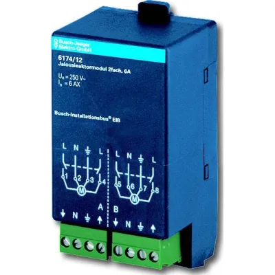 Busch-Jaeger Jalousieaktormodul 2-fach 6A | KNX 6174/12 | Aufputz IP20 | für 2 Jalousien 230V