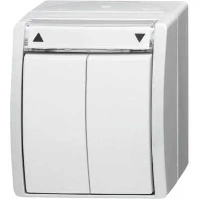 Busch-Jaeger Jalousieschalter 2601/4 W-54 | 1-polig | Aufputz | Wippschalter | Umkehrsperre | IP44 | alpinweiß