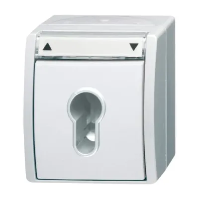 Busch-Jaeger Jalousieschalter | 2712 SLW-54 | Aufputz | 2-polig | IP44 | Beschriftungsfeld | alpinweiß