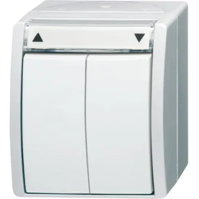 Busch-Jaeger Jalousietaster 2621/4 W-54 | Wipptaster 1-polig | Aufputz | IP44 | Beschriftungsfeld | alpinweiß | 250V 10A