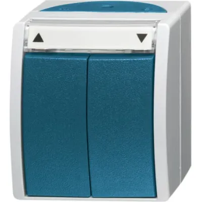 Busch-Jaeger Jalousietaster 2621/4 W-53 | 1-polig | IP44 | Wipptaster | Umkehrsperre | grau/blaugrün