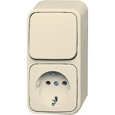 Busch-Jaeger Steckdosen-Schalter-Kombination 2601/6/2300 EAP | SCHUKO | Wechselschalter | Aufputz | vertikal | weiß