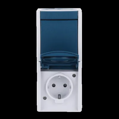 Busch-Jaeger Steckdosen-Schalter-Kombi 2601/6/20 EBW-53 | SCHUKO | Wechselschalter | Aufputz | IP44 | grau