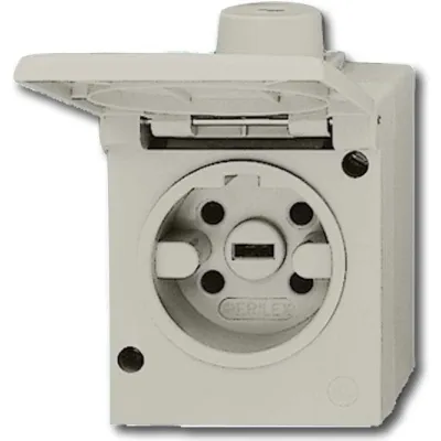 Busch-Jaeger Perilex-Steckdose 2064 AG | 16A | Aufputz | IP44 | Klappdeckel | viereckig | Kunststoff | grau RAL 7035