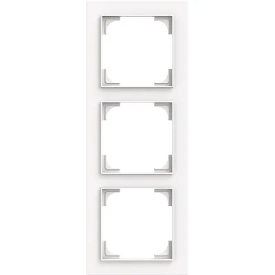 BUSCH-JAEGER Abdeckrahmen 3-fach 1723-44M | Schalterrahmen für Schalter & Steckdosen | Kunststoff matt | studioweiß