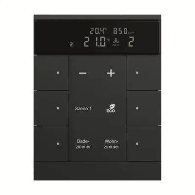 BUSCH-JAEGER Bedienelement KNX SBC/U6.0.11-885 | CO2-Sensor | Raumtemperaturregler | 6-fach | Unterputz | schwarz matt