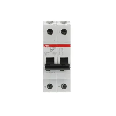 ABB Leitungsschutzschalter S202M-B16UC | Schutzschalter 2-polig B-16A 10kA | AC/DC 400V | DIN Hutschiene | IP20