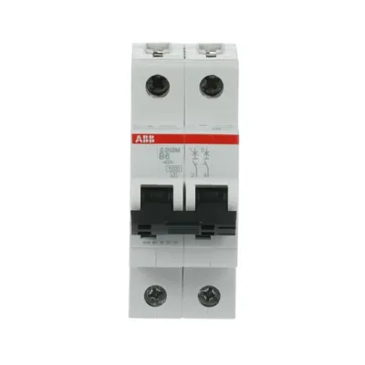 ABB Sicherungsautomat S202M-B6 | Leitungsschutzschalter 2-polig 6A B-Charakteristik | 10kA | 400V | IP20 | AC/DC | 2TE