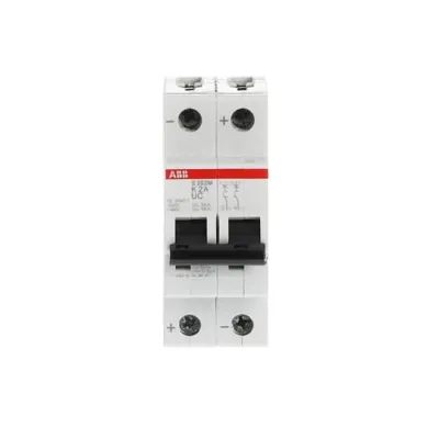 ABB Sicherungsautomat S202M-K2UC | Leitungsschutzschalter K-Charakteristik 2-polig 2A 10kA | 400V AC/DC | IP20 | 2TE