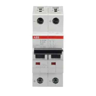 ABB Sicherungsautomat S202M-K4UC | Leitungsschutzschalter 2-polig | 4A | K-Charakteristik | 10kA | 400V | AC/DC | IP20