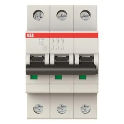 ABB Leitungsschutzschalter S203-C4 | 3-polig | 4A | C-Charakteristik | 400V | 6kA | System pro M compact | IP20 | AC/DC