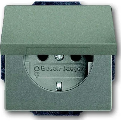 Busch-Jaeger SCHUKO Steckdose 20 EUK-803 | Unterputz | mit Klappdeckel | Steckklemme | IP20 | 16A 250V | graumetallic