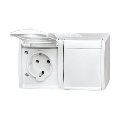 Busch-Jaeger Schuko Steckdose 2-fach 20/2 EW-54 | Doppelsteckdose Aufputz IP44 | Klappdeckel | alpinweiß | ocean Serie