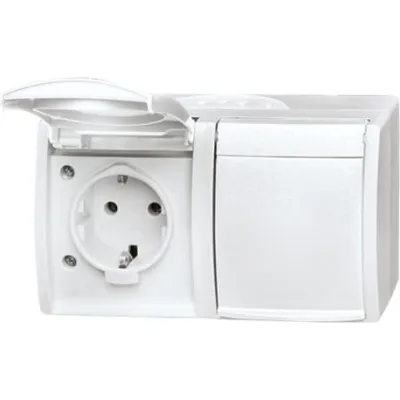 Busch-Jaeger Schuko Steckdose 2-fach 20/2 EW-54 | Doppelsteckdose Aufputz IP44 | Klappdeckel | alpinweiß | ocean Serie