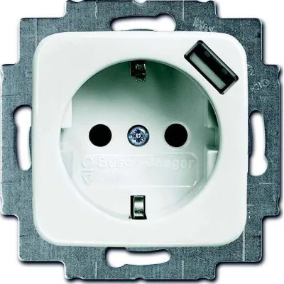 Busch-Jaeger SCHUKO/USB-Steckdose 20 EUCBUSB-214 | Unterputz USB Typ A | erhöhter Berührungsschutz | alpinweiß