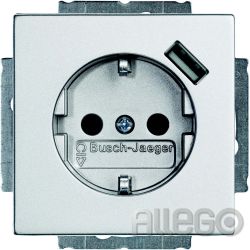 Busch-Jaeger Schuko/USB-Steckdose alusilber 20 EUCBUSB-83
