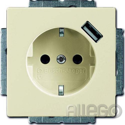 Bild: Busch-Jaeger Schuko/USB-Steckdose elfenbeinweiß 20 EUCBUSB-82