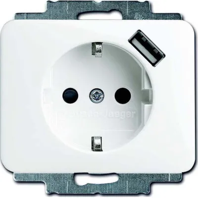 Busch-Jaeger Schuko/USB-Steckdose studioweiß/hgl 20 EUCBUSB-24G