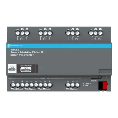 Busch-Jaeger Sensor/Schaltaktor 8/8-fach 6251/8.8 | free@home REG | 8 Eingänge | 8 Ausgänge | 6A | 230V | IP20 | 8TE