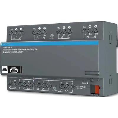 Busch-Jaeger Sensor/Schaltaktor 8/8-fach 6251/8.8 | free@home REG | 8 Eingänge | 8 Ausgänge | 6A | 230V | IP20 | 8TE