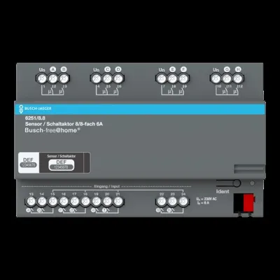 Busch-Jaeger Sensor/Schaltaktor 8/8-fach 6251/8.8 | free@home REG | 8 Eingänge | 8 Ausgänge | 6A | 230V | IP20 | 8TE