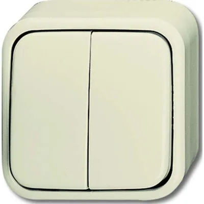 Busch-Jaeger Serienschalter 2601/5 AP | Aufputz Wippschalter | 2-fach | Duroplast | IP20 | cremeweiß