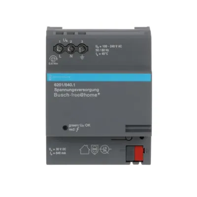 Busch-Jaeger Spannungsversorgung 6201/640.1 | free@home REG-Netzteil 640mA 4TE mit LED-Anzeige, integrierte Drossel