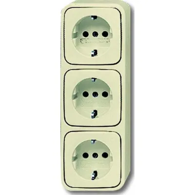 Busch-Jaeger Schuko Steckdose 3-fach 2300-03 EAP | Aufputz | senkrecht | Schraubklemme | Duroplast | IP20 | weiß