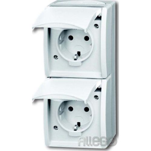 Bild: Busch-Jaeger Steckdose,senkrecht,2fach Klappdeckel, 20-02 EBW-54