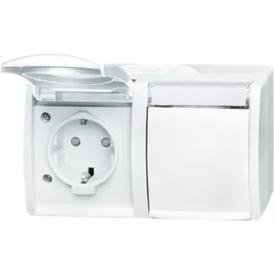 Busch-Jaeger SCHUKO Doppelsteckdose 2-fach Aufputz | IP44 | Klappdeckel | alpinweiß | erhöhter Berührungsschutz