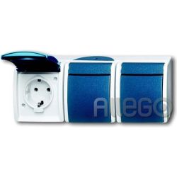 Busch-Jaeger Steckdose,waagerecht,3fach Klappdecke 2300/3 EBW-53
