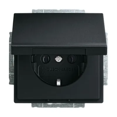 Busch-Jaeger SCHUKO Steckdose Unterputz | 20 EUK-885 | Klappdeckel | schwarz matt | future linear | 16A