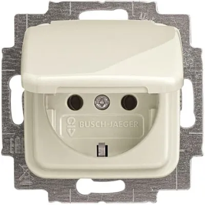 Busch-Jaeger SCHUKO Steckdosen-Einsatz 20 EUK-212 | Unterputz | Klappdeckel | Thermoplast | glänzend | cremeweiß