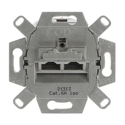 Busch-Jaeger UAE-Anschlussdose Cat.6A | 2x RJ45 | 10-Gbit | geschirmt | AP/UP/Kanaleinbau | grau