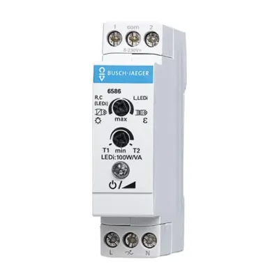 Busch-Jaeger LED-Dimmer 6586 | Universal-Zentraldimmer REG | 2-100W | Retrofit-LED | Tastdimmer | grau | IP20