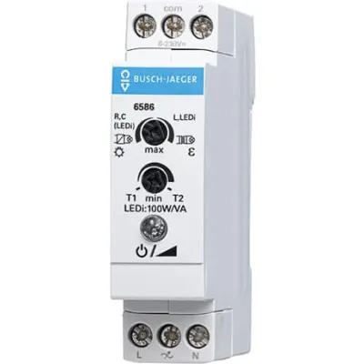 Busch-Jaeger LED-Dimmer 6586 | Universal-Zentraldimmer REG | 2-100W | Retrofit-LED | Tastdimmer | grau | IP20